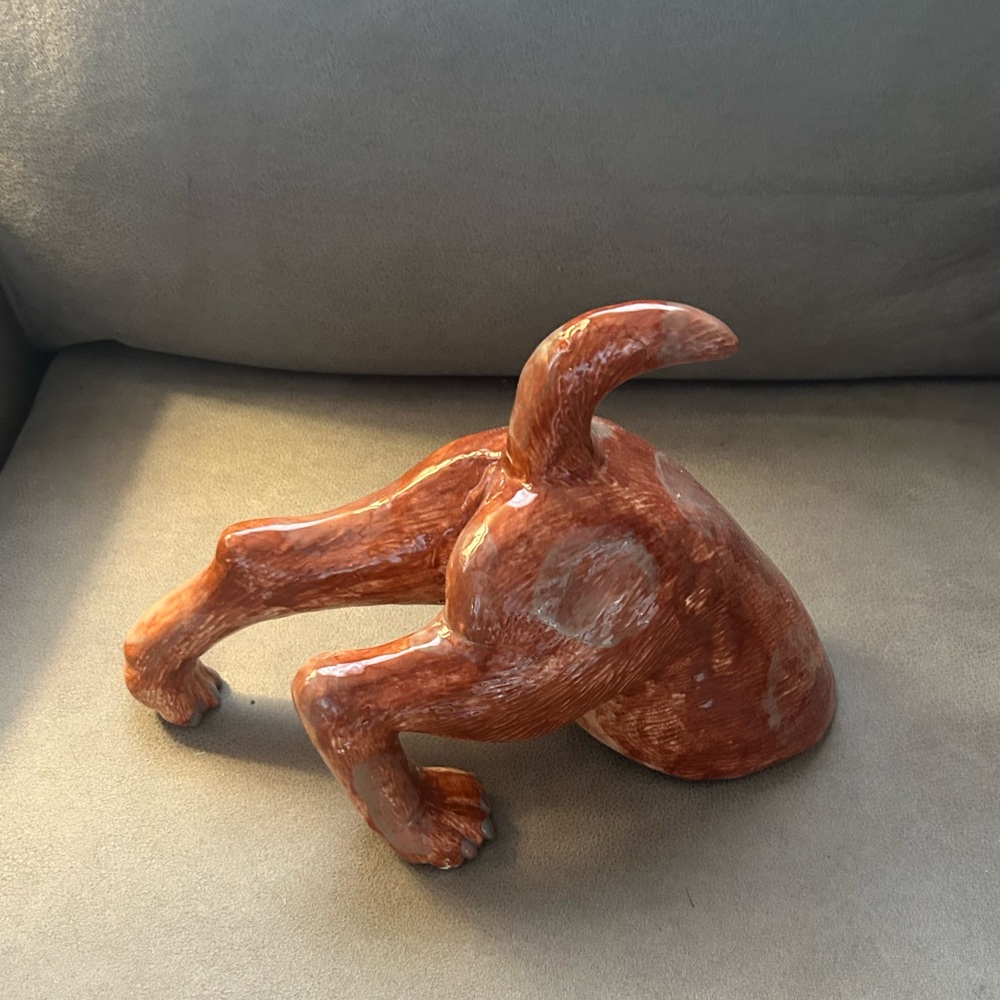Vintage Ceramic handmade dog butt dog digging figurine flaw